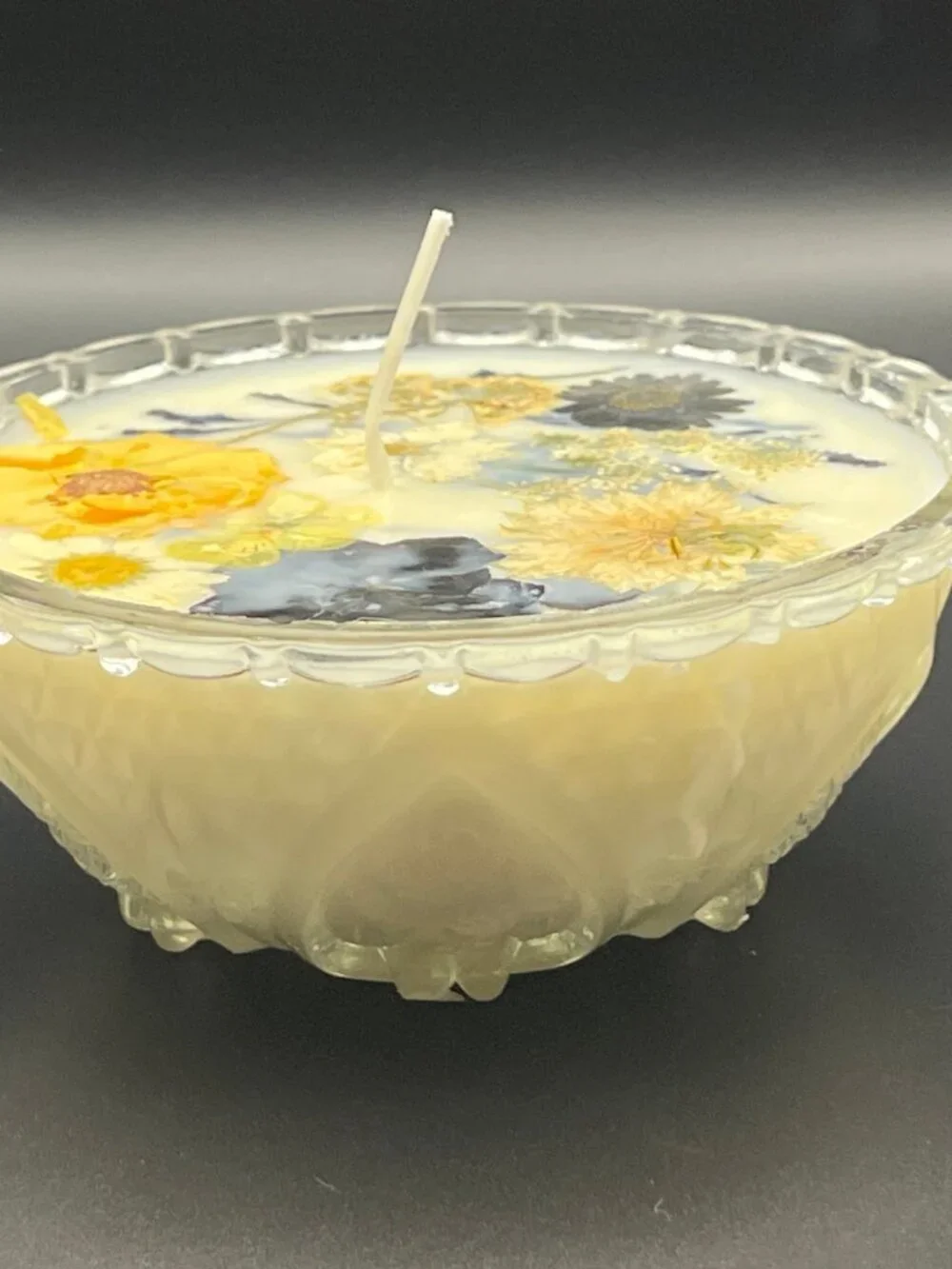 Pressed Glass Bowl Midnight Garden Candle
